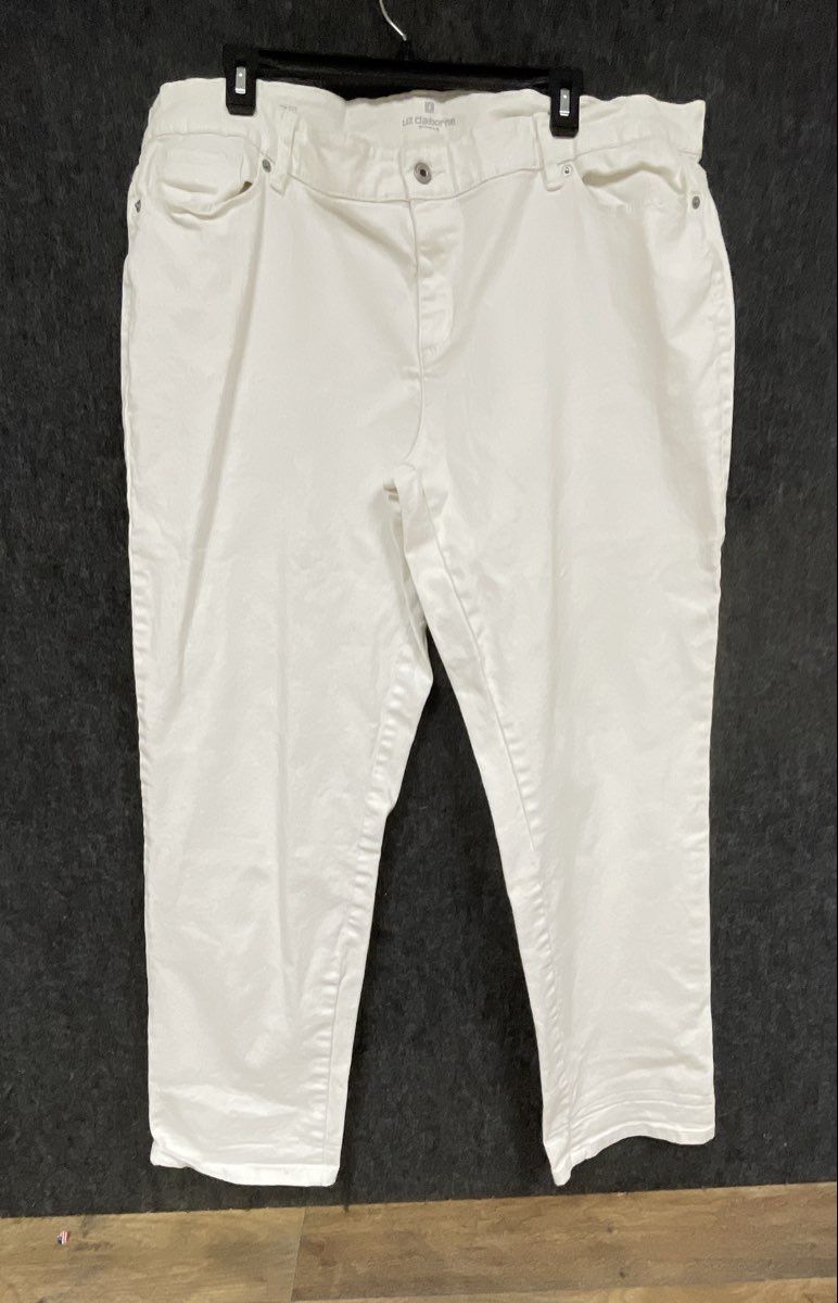 Liz Claiborne Women's White City Fit Skinny Boyfriend Pants Sz 18W