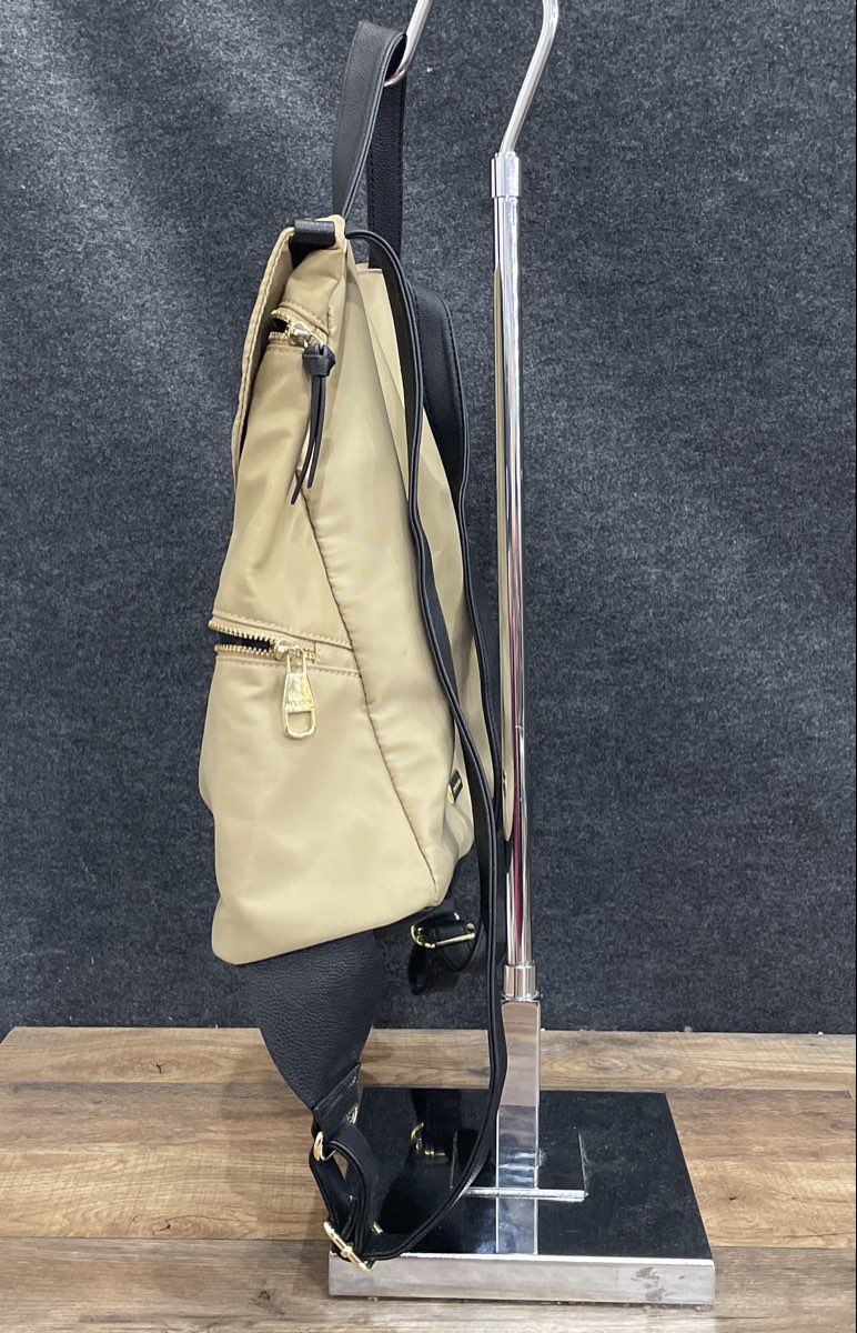 Steve Madden Tan Leather Backpack Gold Tone Hardware Contemporary Bag