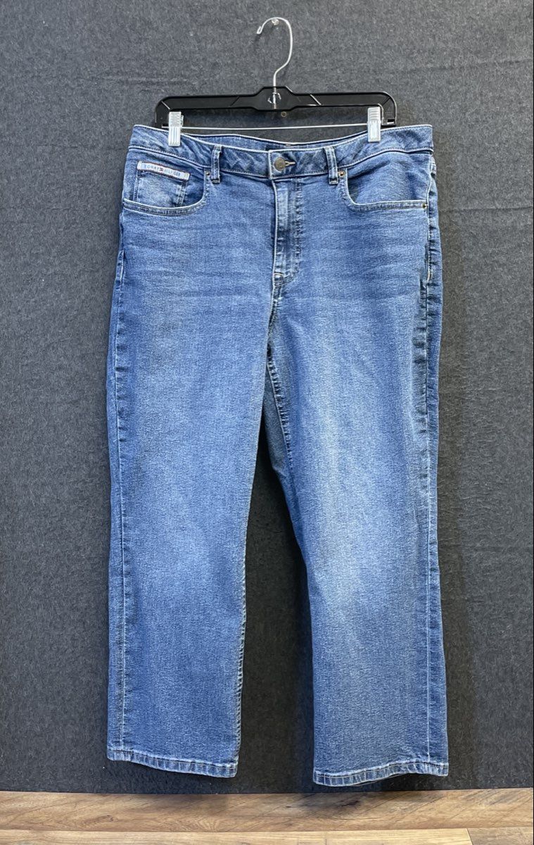 Tommy Hilfiger Women's Blue Straight Leg High Rise Stretch Denim Jeans Sz 16P