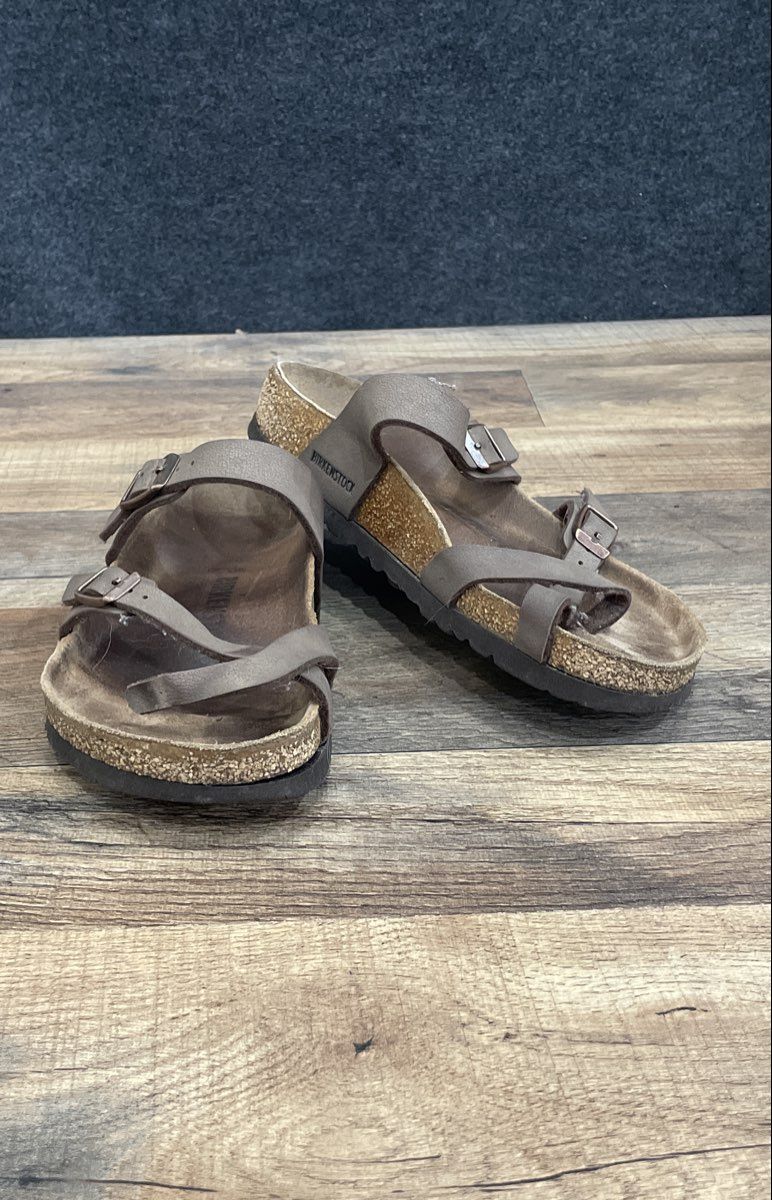 Birkenstock Mayari Brown Strappy Toe Loop Sandals Women's Size 36