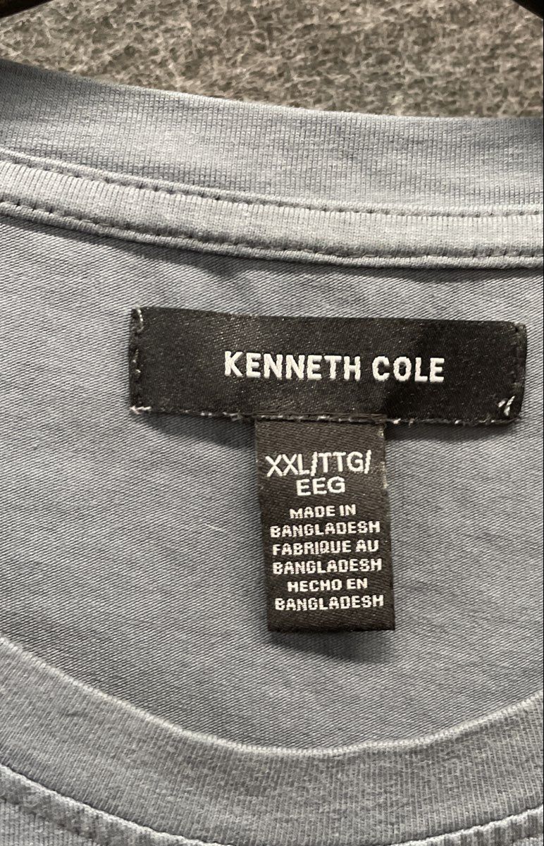 Kenneth Cole Men's Blue White Gradient Ombre Crew Neck T-Shirt Sz XXL