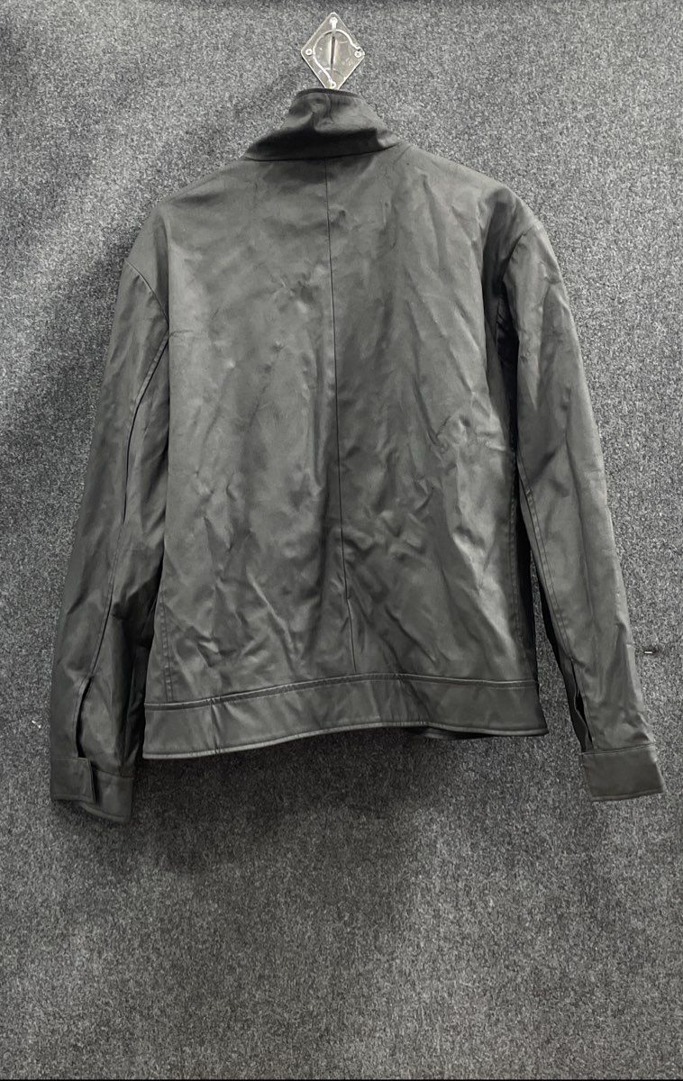 Nicole Miller Women's Black Faux Leather Full Zip Mock Neck Jacket Size M