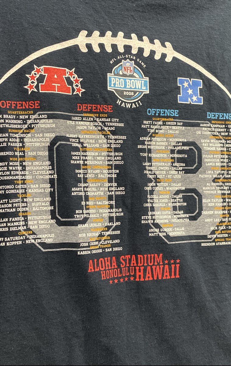 Reebok Men's Navy 2008 NFL Pro Bowl Hawaii All-Star Game Roster T-Shirt Sz M