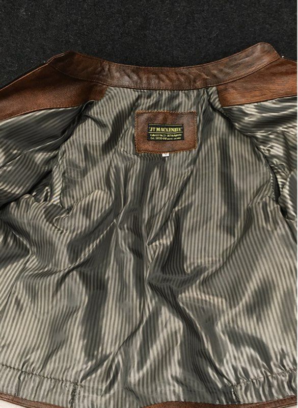 JT Mackenzie Women's Brown Distressed Leather Cafe Racer Moto Jacket Sz 10