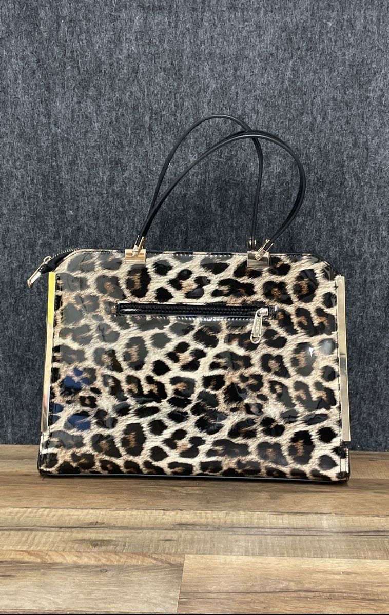 Dasein Leopard Print Satchel Handbag and Matching Zip-Around Wallet Lot 2 Pcs