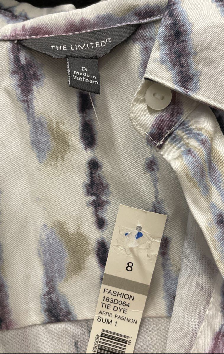 The Limited Women's Multicolor Tie Dye Lyocell Shirt Dress Tie Waist NWT Sz 8