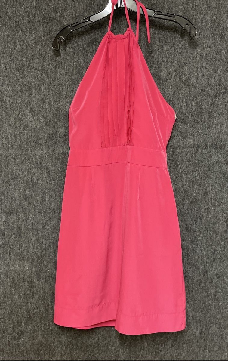Banana Republic Women's Hot Pink Halter Pintuck Backless Dress Size 6