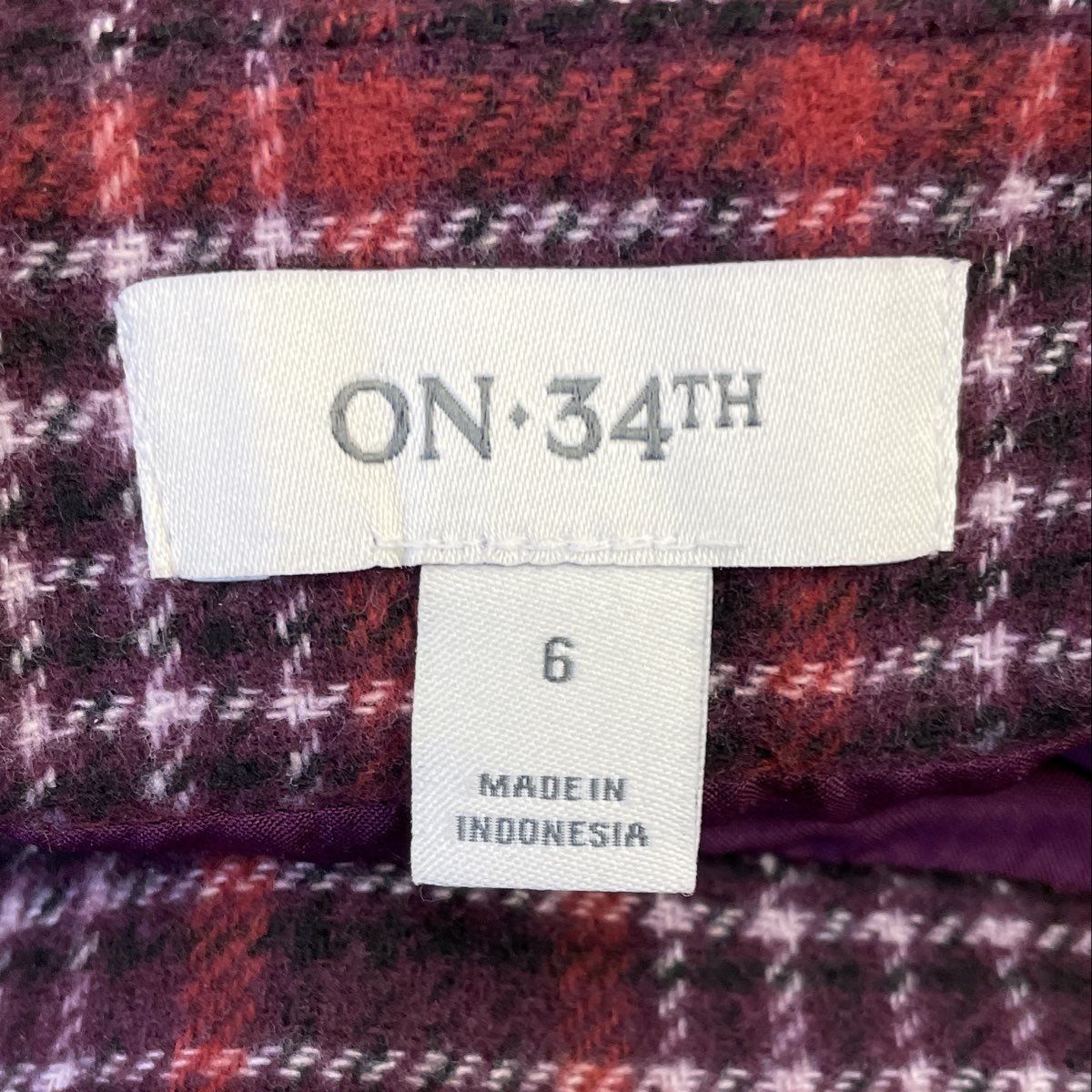On 34th Women's Red Purple Plaid Button Front Mini Skirt Sz 6 NWT