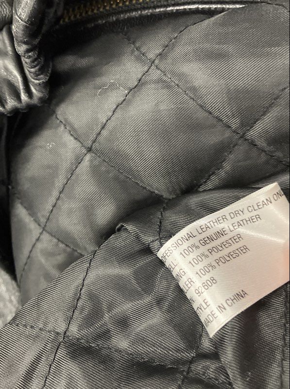 Vintage Junction West Men's Black Genuine Leather Quilted Bomber Jacket Sz M