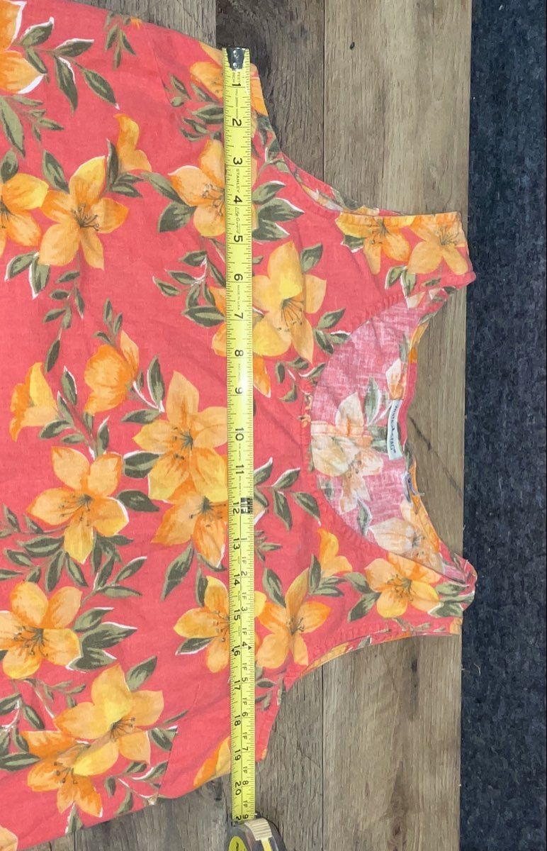 Vintage 90s White Stag Women's Orange Floral Sleeveless Shift Dress Pockets