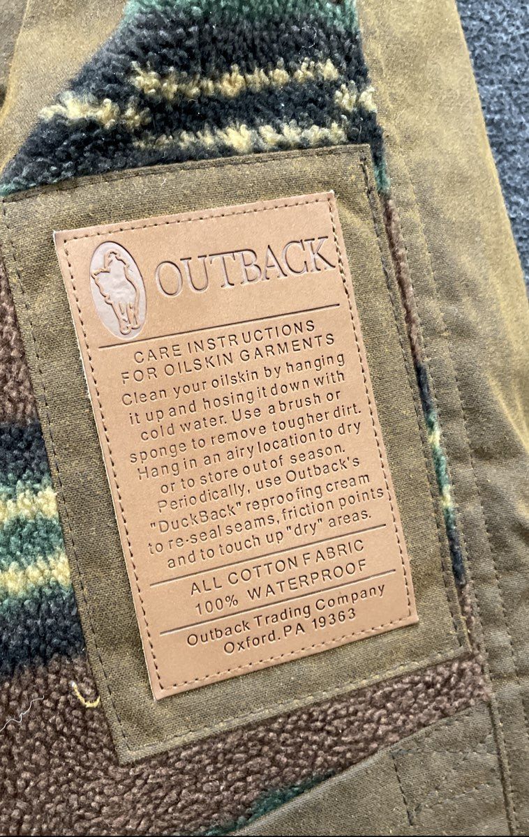 Outback Trading Co Men's Brown Oilskin Blanket Lined Western Snap Vest Sz SM