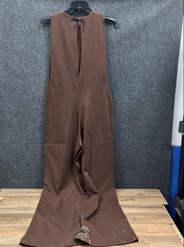 Zara Women's Brown 100% Cotton Wide Leg Sleeveless Jumpsuit Sz XS NWT