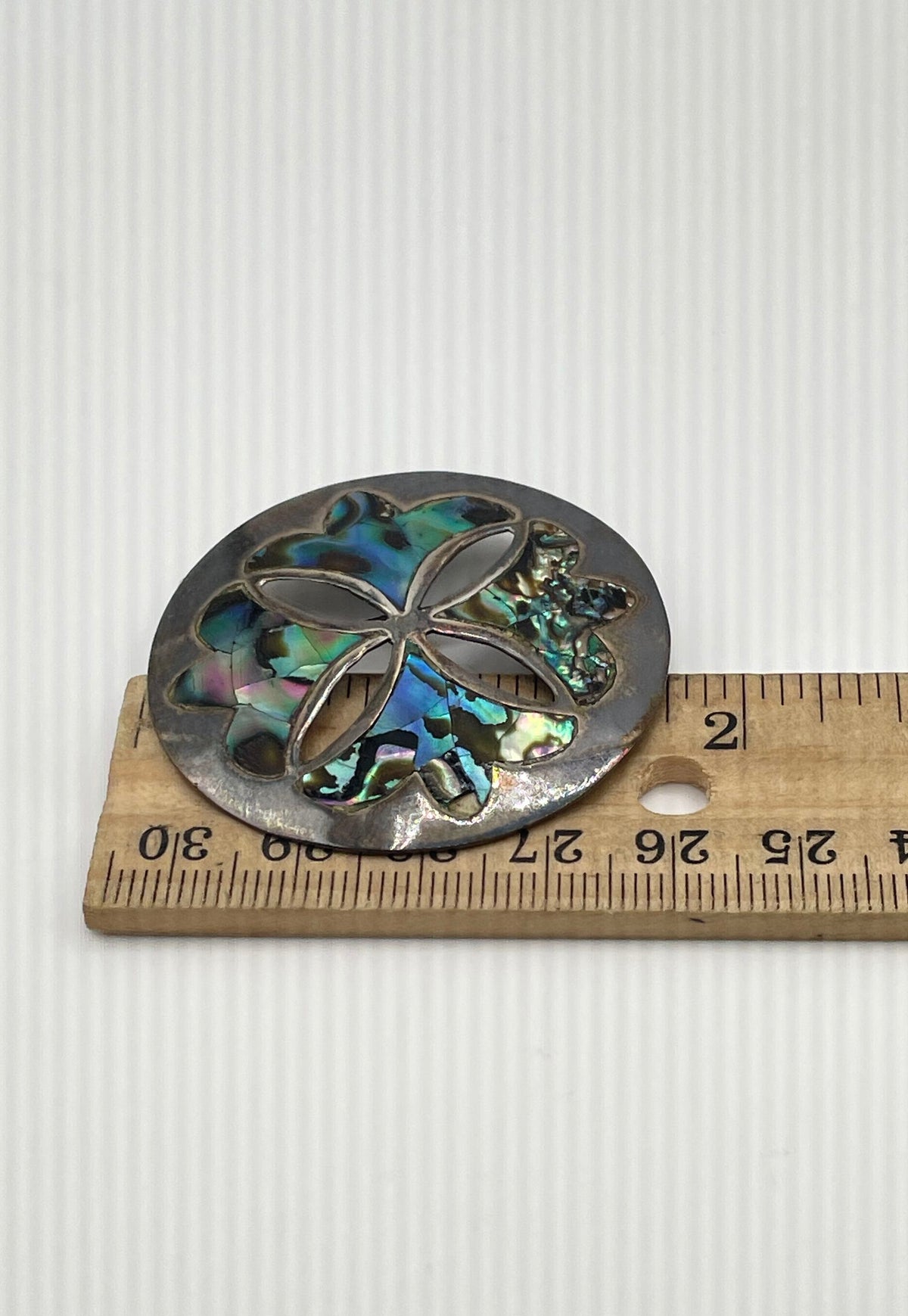 925 Sterling Silver Abalone Taxco Mexico Pendant Brooch W/ Mixed Metal Back 7.5g