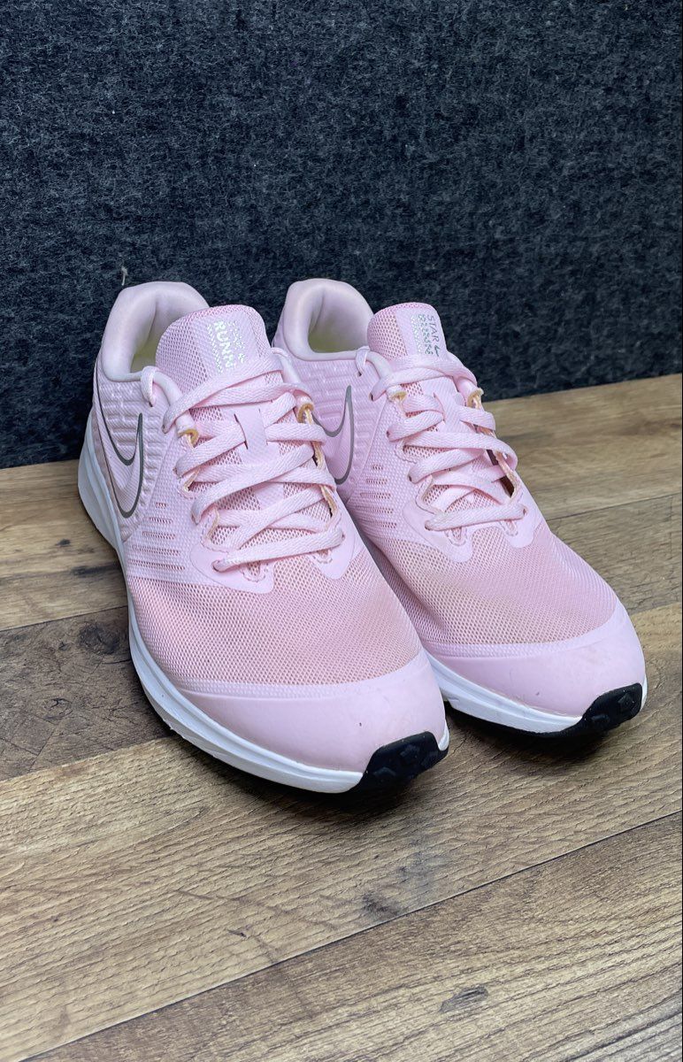 Nike Star Runner 2.0 Arctic Pink Metallic Silver Running Shoes Size 7Y