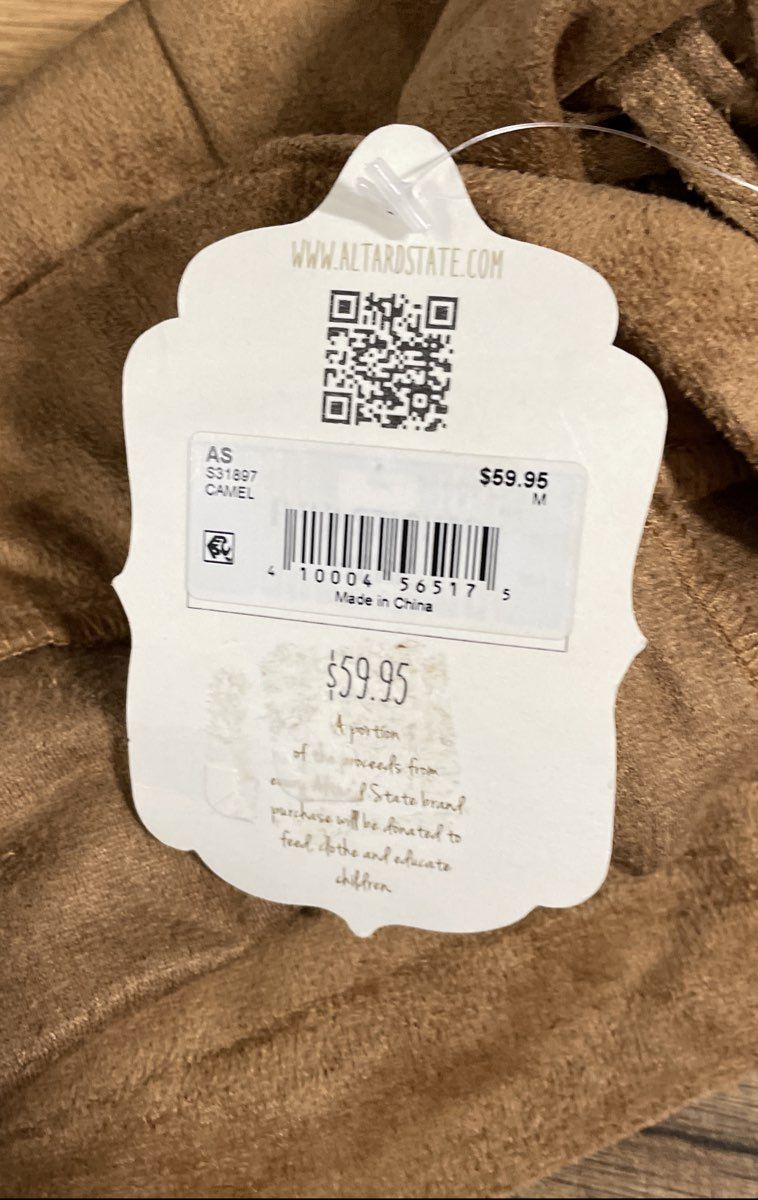 Altar'd State Women's Camel Brown Faux Suede Fringe Mini Skirt Size M NWT