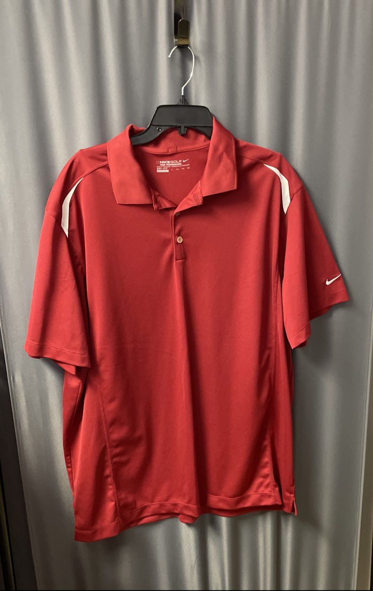 Nike Golf Men's Red Tour Performance Dri-FIT Polo Shirt White Accent Sz XXL