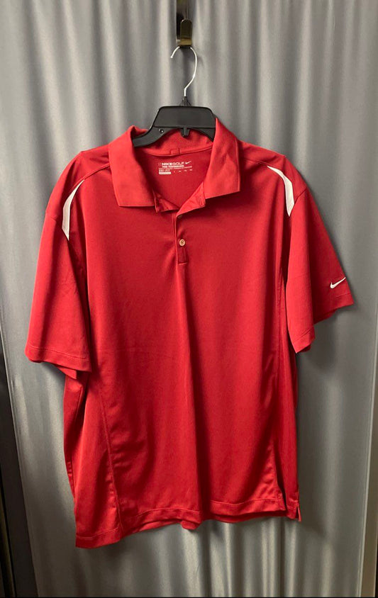 Nike Golf Men's Red Tour Performance Dri-FIT Polo Shirt White Accent Sz XXL