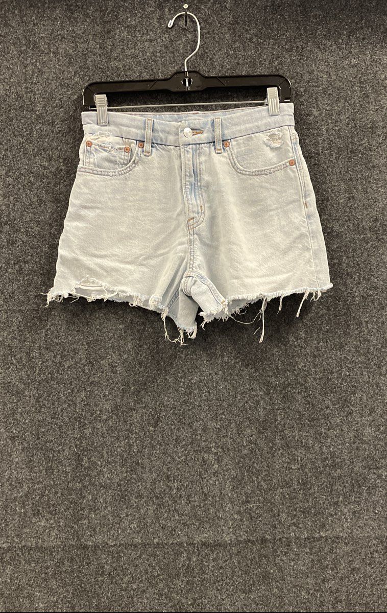 American Eagle Women's Light Wash Distressed High Waisted Denim Shorts Sz 2 NWT