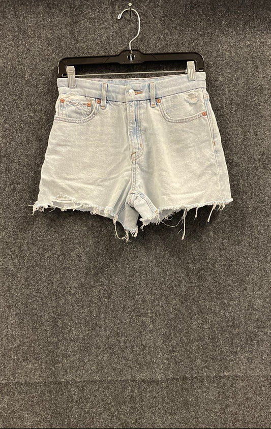 American Eagle Women's Light Wash Distressed High Waisted Denim Shorts Sz 2 NWT
