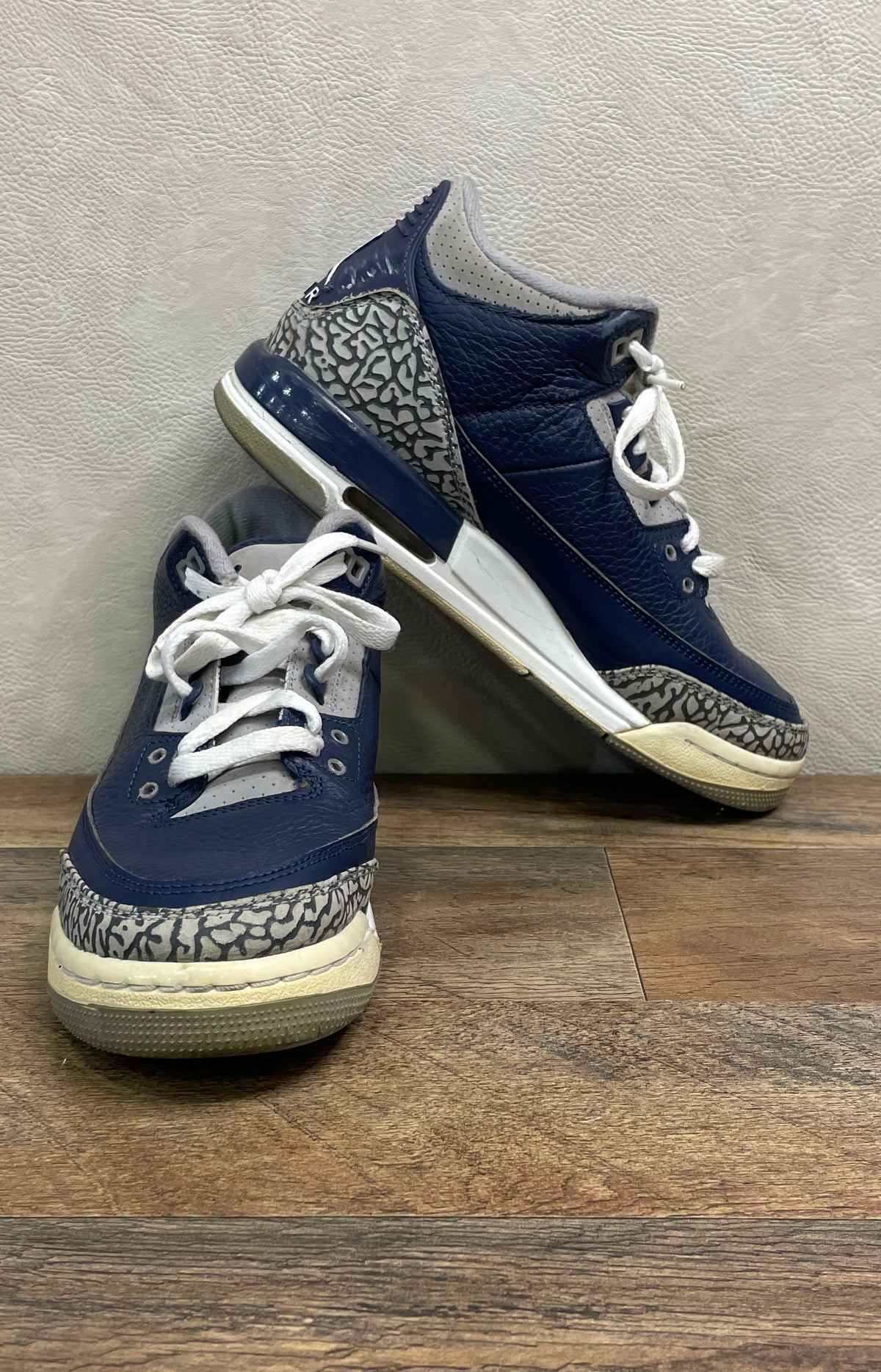 Nike Air Jordan 3 Retro GS Georgetown Midnight Navy Sneakers Size 7Y