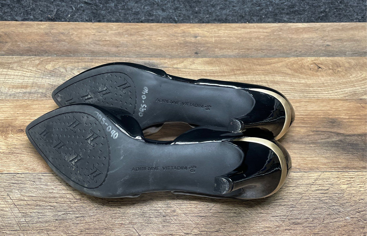 Adrienne Vittadini Black Patent D'Orsay Pointed Toe Heels Size 8