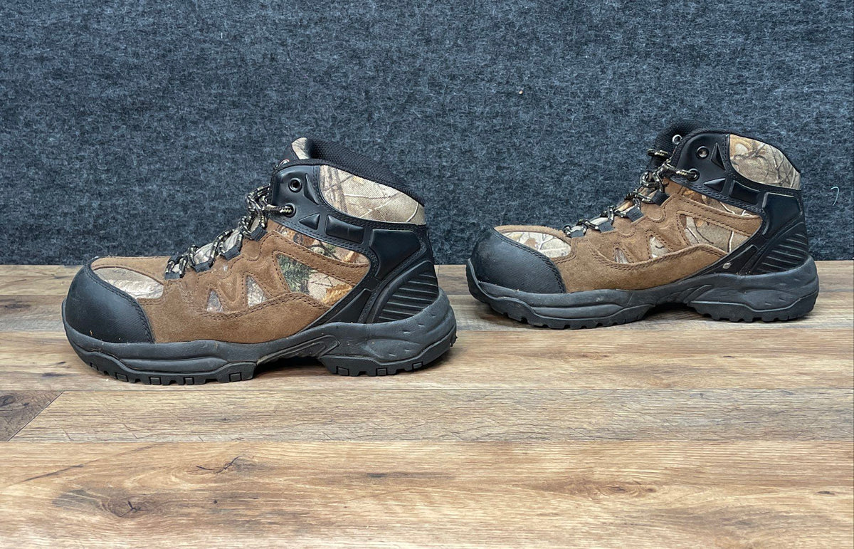 Brahma Men's Mossy Oak Camo Leather Safety Toe Work Boots Size 8W