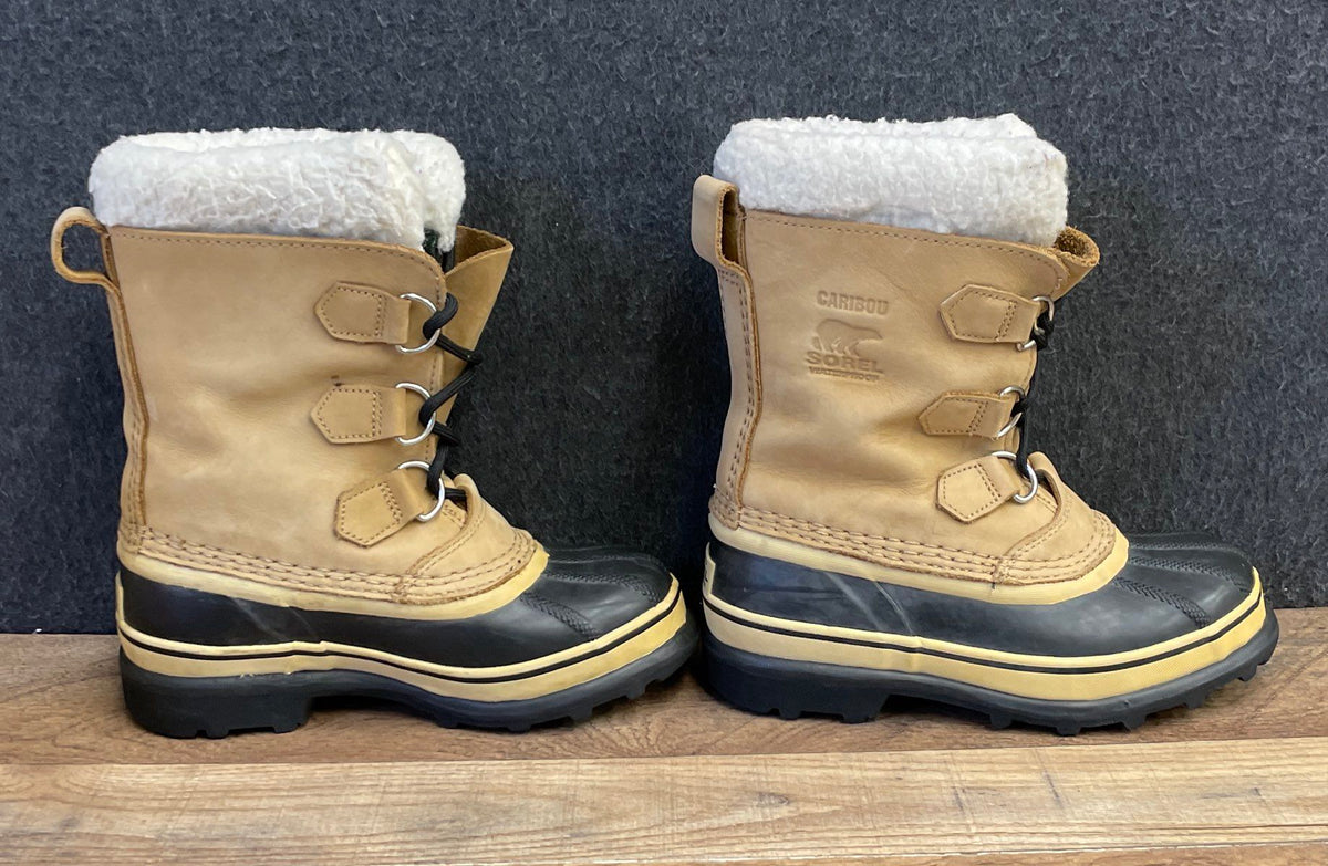 Sorel Caribou Waterproof Winter Snow Boots Buff Black Youth Size 1
