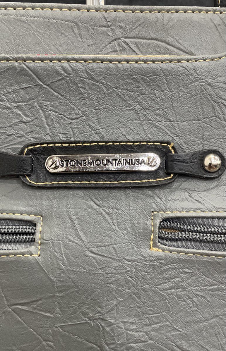 Stone Mountain Grey Black White Tri-Color Multi-Pocket Tote Bag Handbag