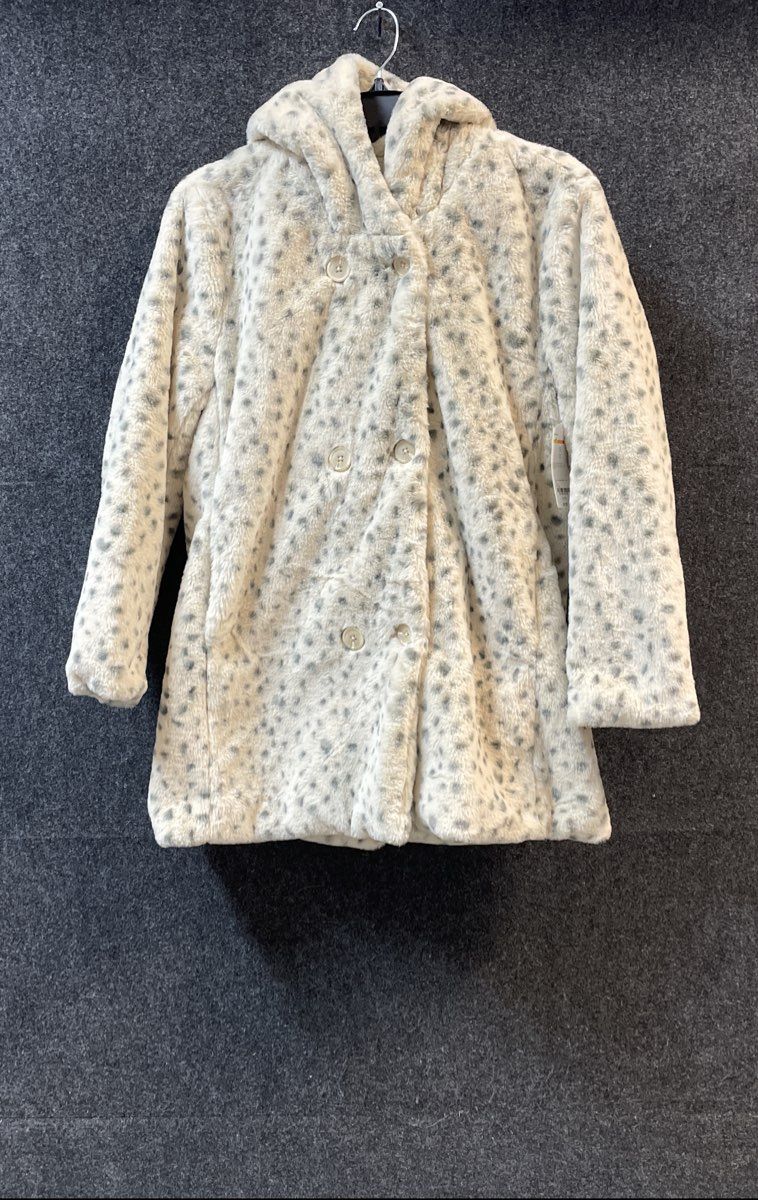 Thereabouts Girls Leopard Print Faux Fur Hooded Coat White NWT Size XL 16