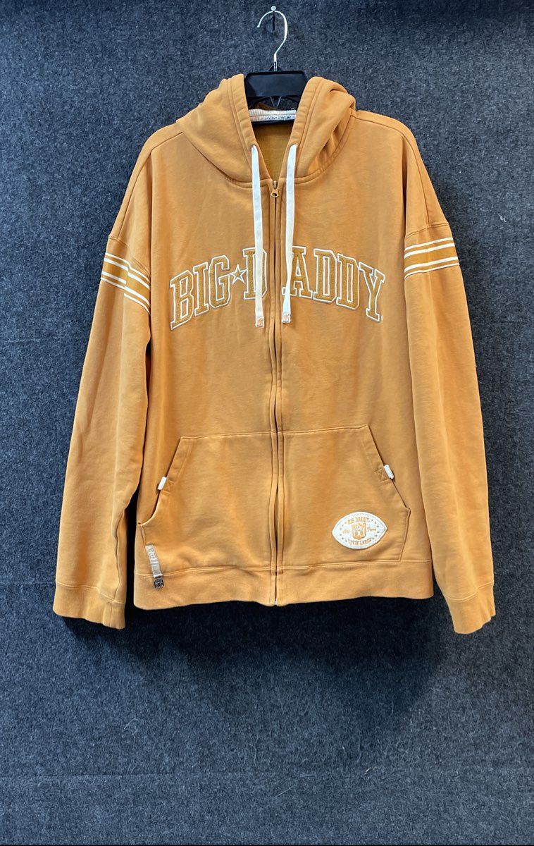 Vintage Y2K Big Daddy Gear Men's Orange Zip Up Hoodie Streetwear Sz 2XL