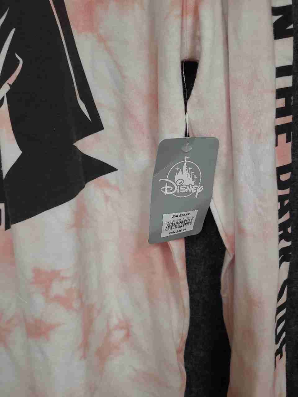 Disney Star Wars Men's Pink Tie Dye Darth Vader Long Sleeve Shirt Sz M NWT