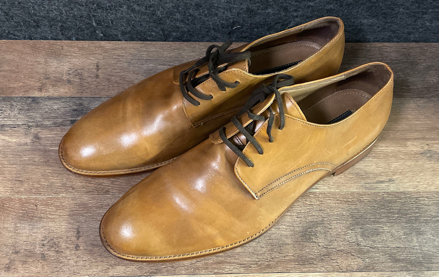 Gordon Rush Tan Leather Men's Plain Toe Derby Dress Shoes Size 12