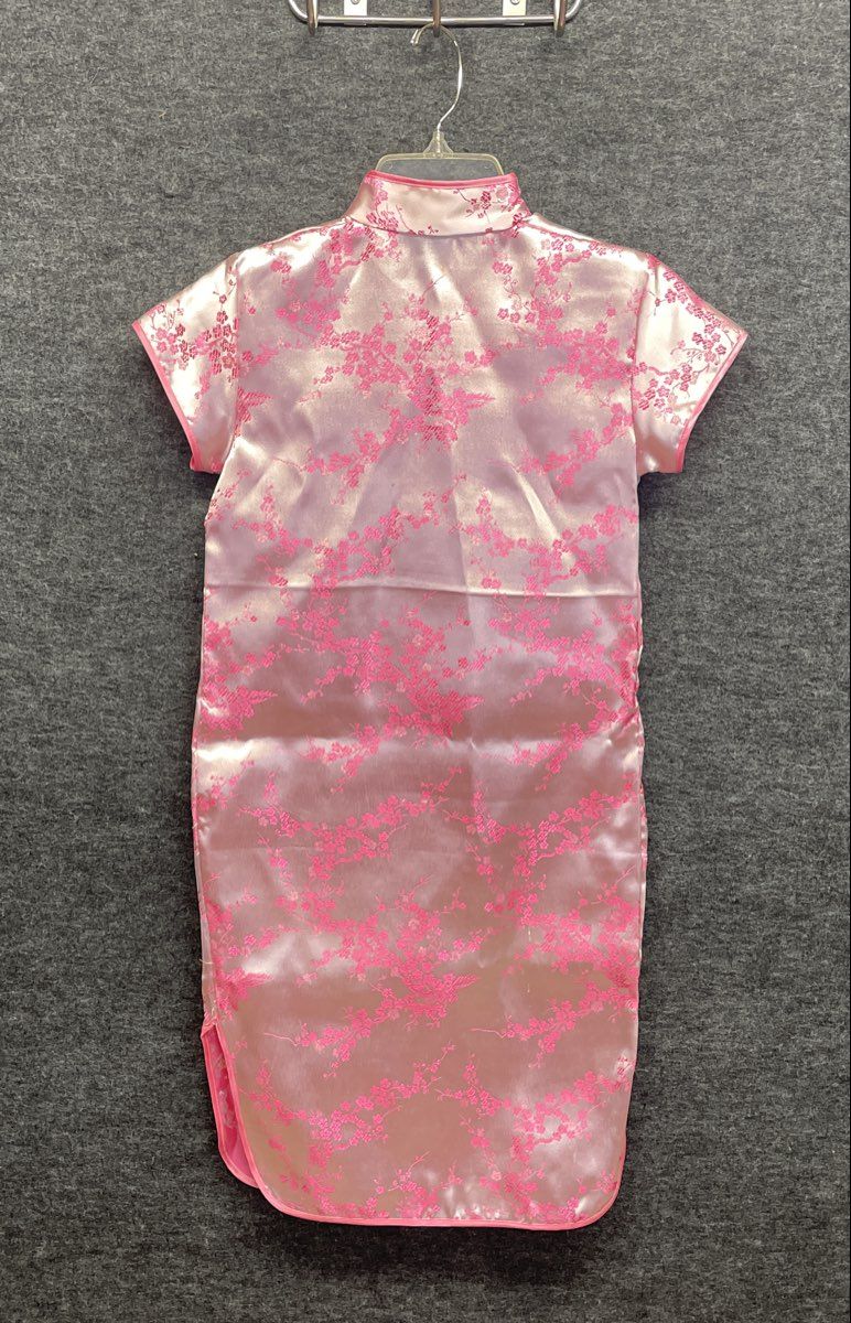 Girls Pink Floral Satin Qipao Cheongsam Dress Lot of 2 Sz 14 & XS
