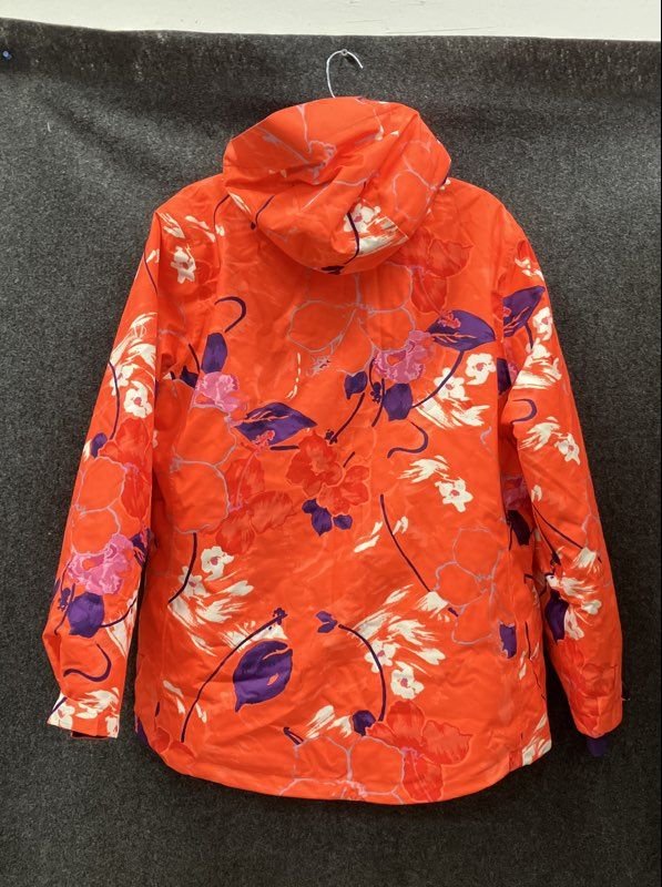 Sunice Women's Orange Floral Print Insulated Hooded Winter Ski Jacket Size 16