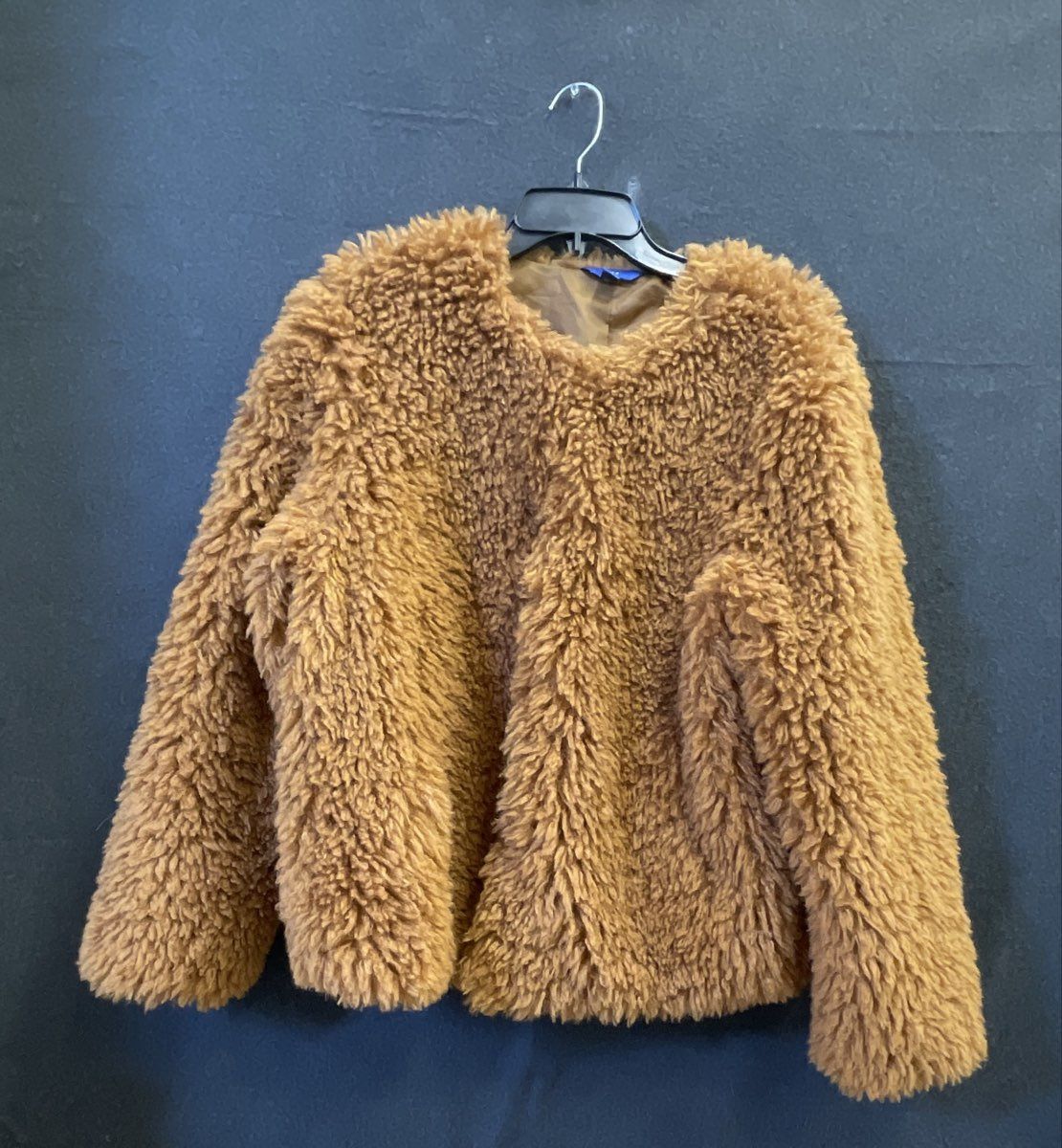 Apt. 9 Women's Brown Teddy Fleece Hook-and-Eye Lined Jacket Sz XL