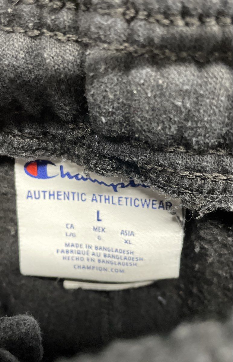 Champion Men's Black Fleece Graphic Logo Jogger Sweatpants Pockets Size L