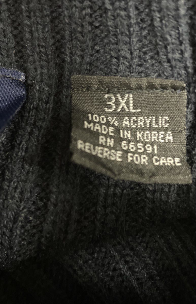 Vintage Y2K Rocawear Men's Navy Blue Striped Ribbed Knit Sweater Sz 3XL