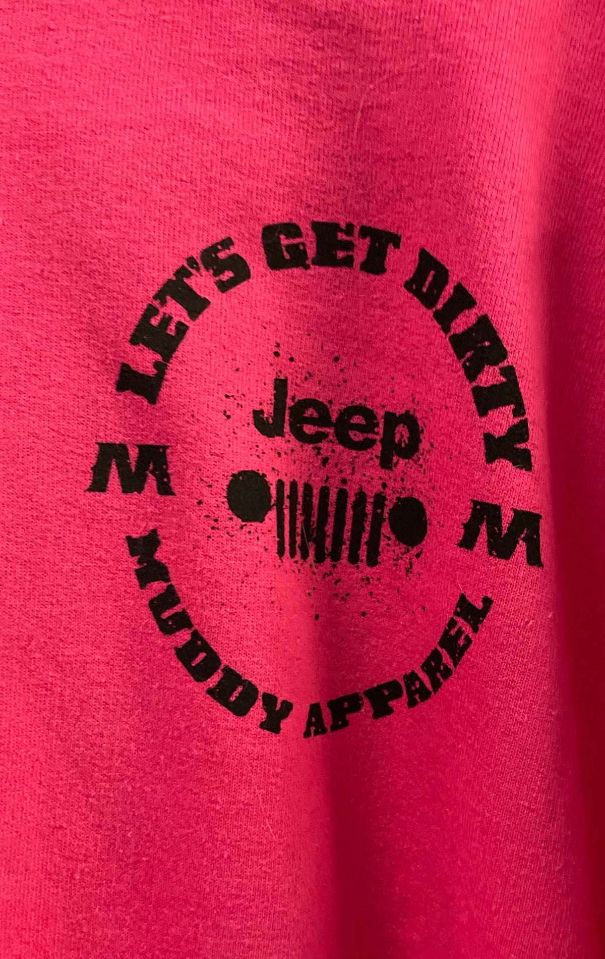 Jeep Women's Pink Let's Get Dirty Muddy Graphic Hoodie Sz M
