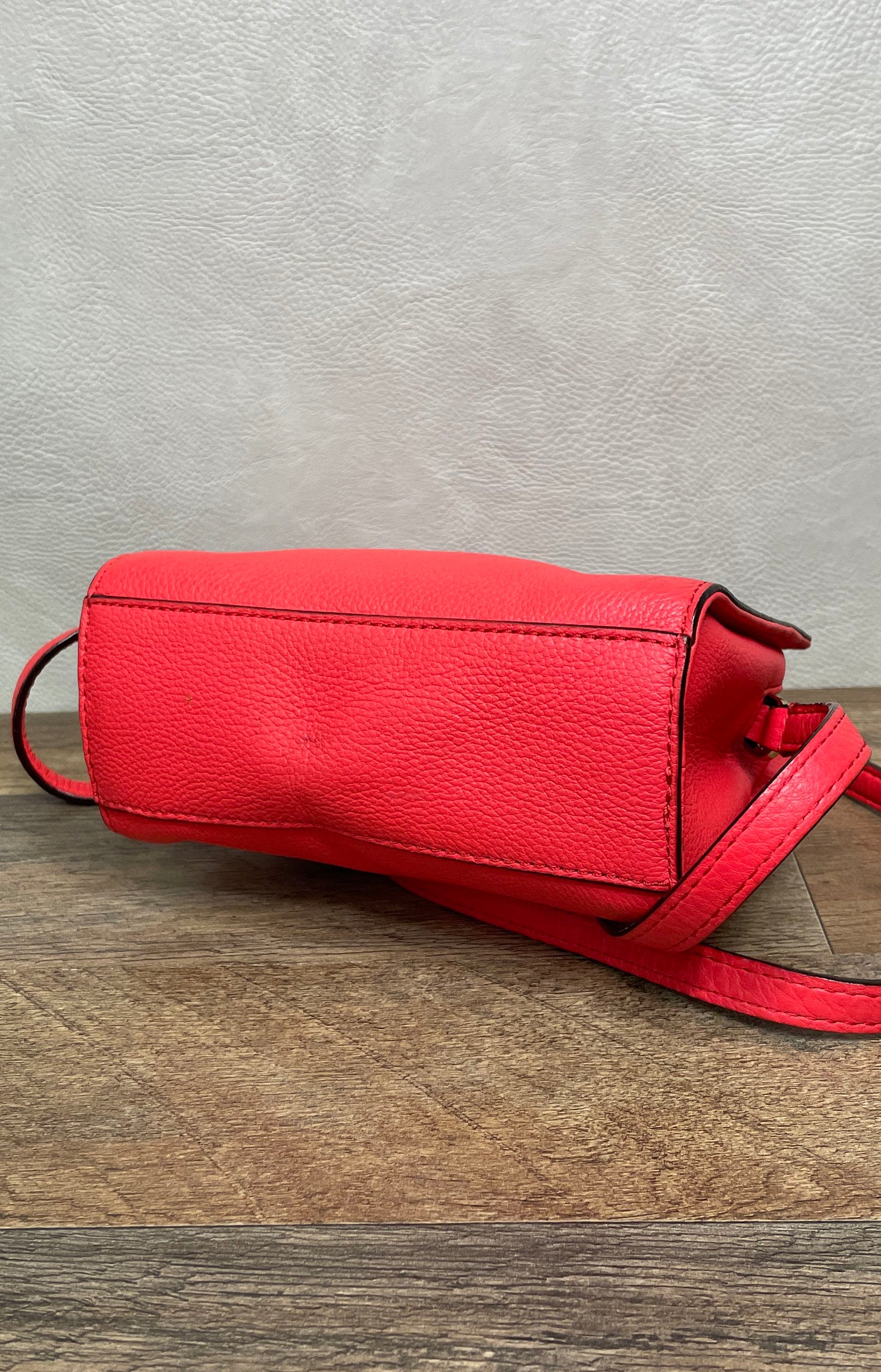 Kate Spade Red Pebbled Leather Mini Satchel Crossbody Bag Gold Hardware
