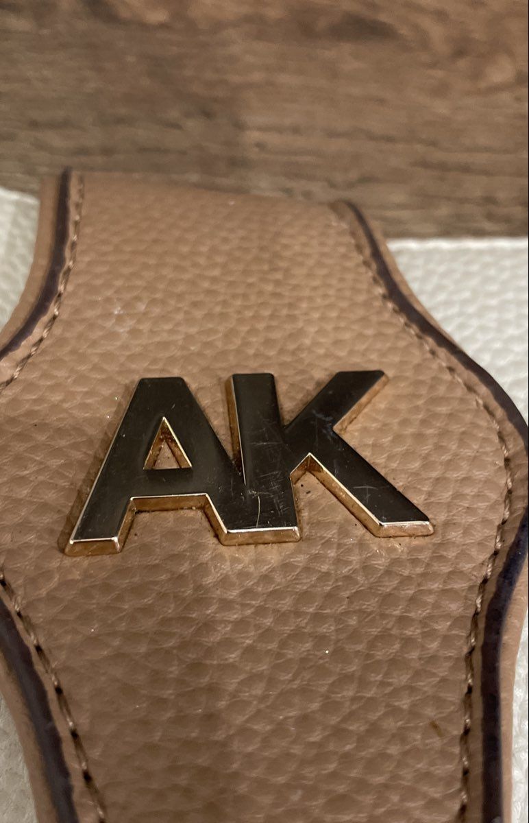 Anne Klein White Pebbled Leather Tote Bag Gold Hardware AK Logo