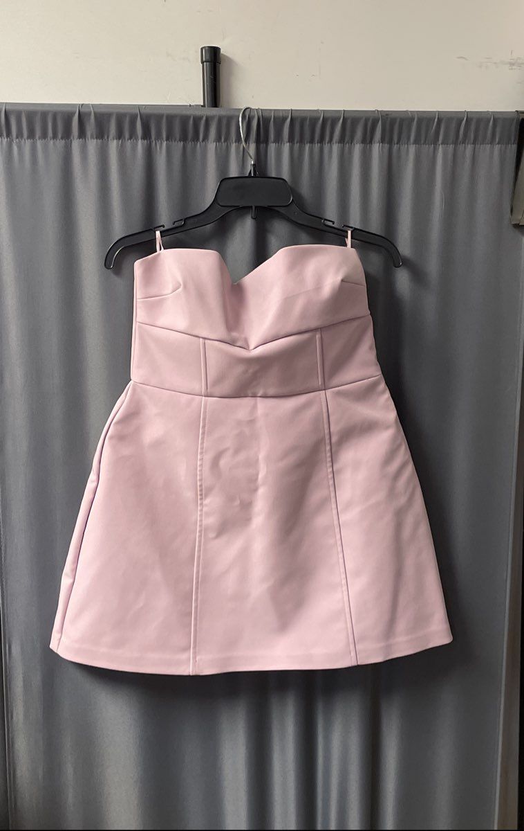 Zara Women's Lavender Strapless Bow Back Mini Dress Sz L NWT