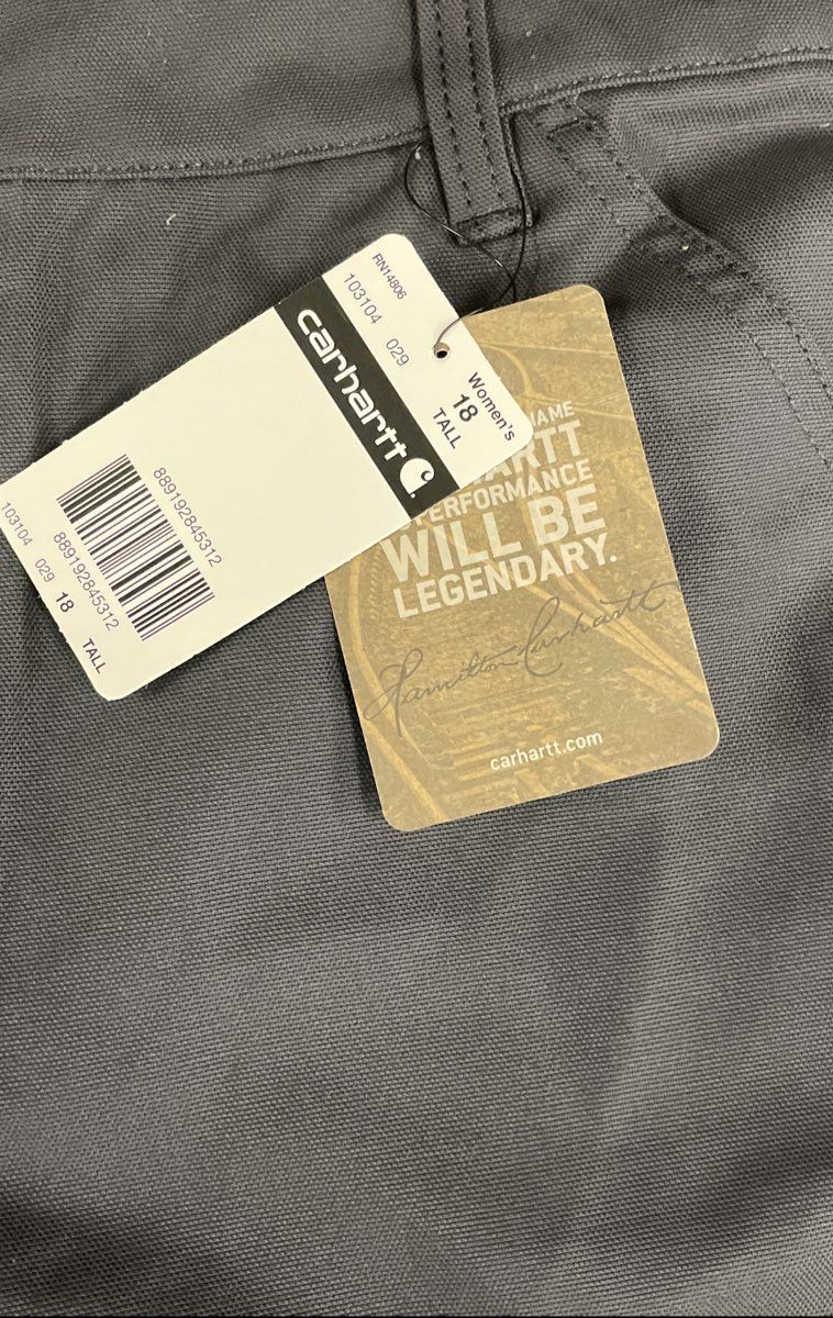 Carhartt Women's Grey Rugged Flex Loose Fit Canvas Work Pants NWT Size 18 Tall