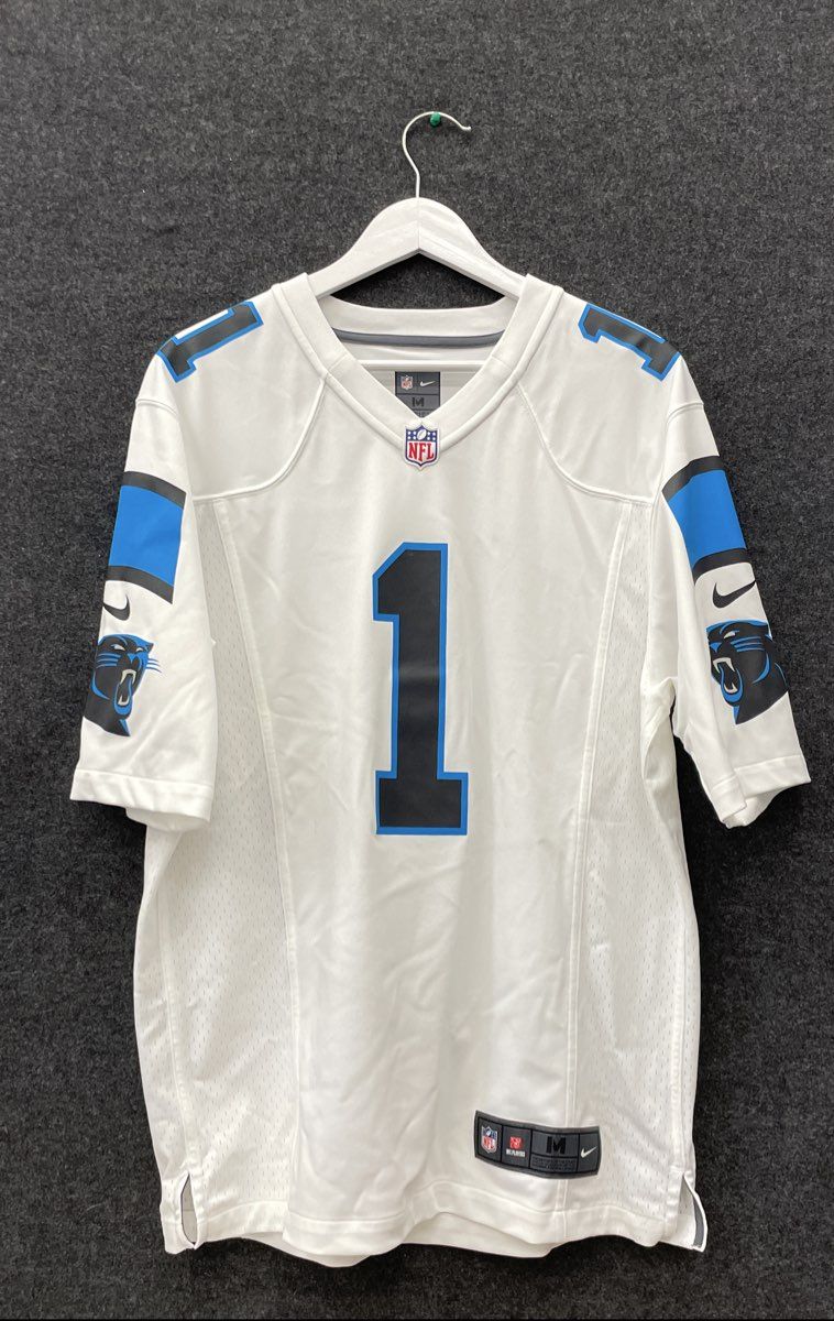 Nike Men's Carolina Panthers Cam Newton #1 White NFL On Field Game Jersey Sz M