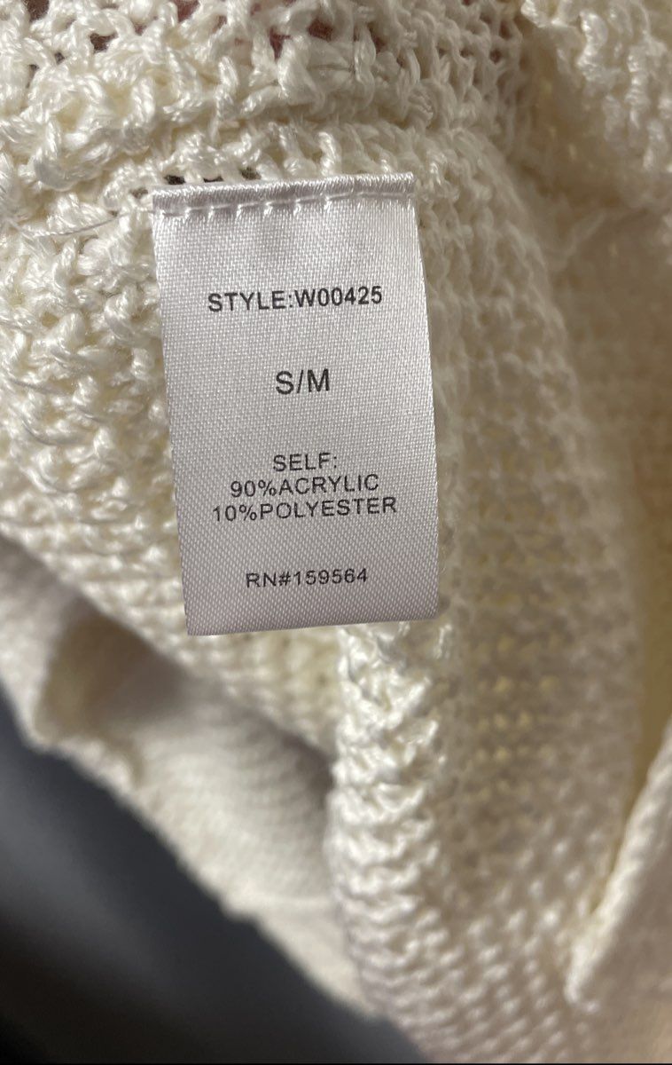 Bluivy Women's Cream V-Neck Oversized Textured Knit Sweater NWT Sz S/M