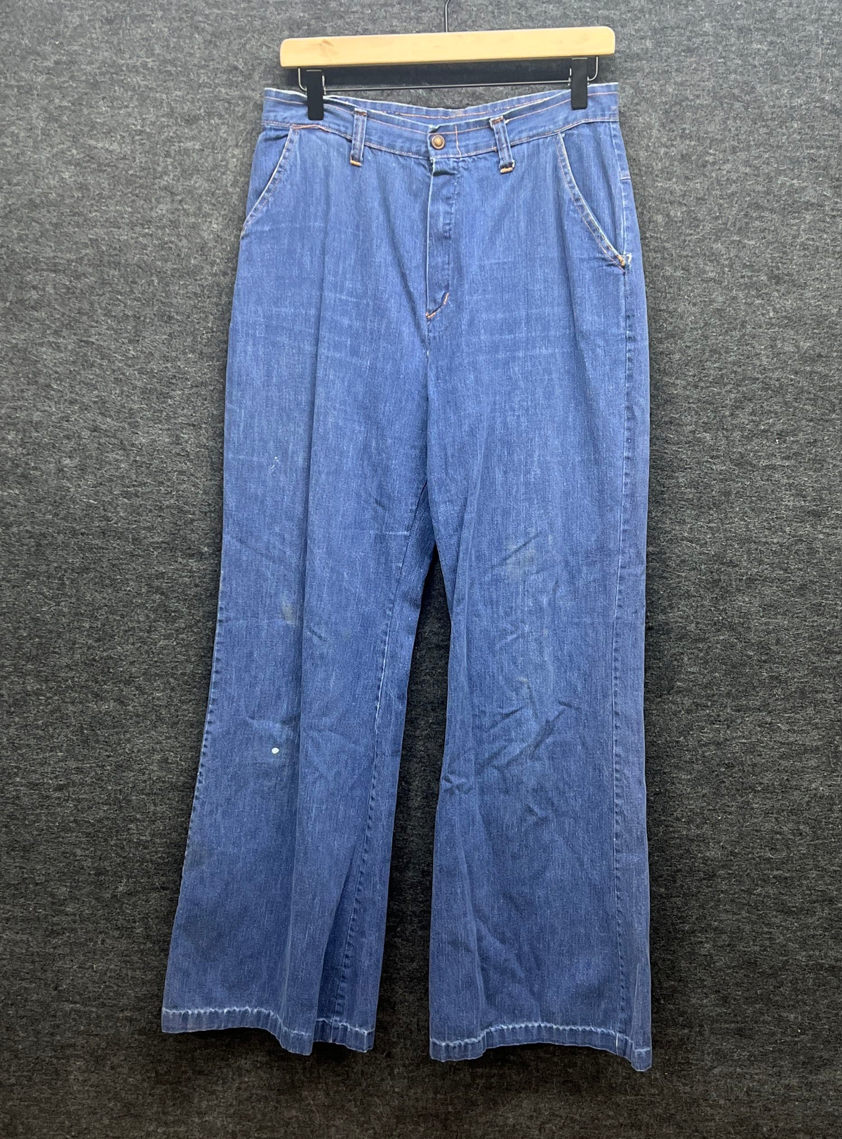 Vintage 70s Women's Blue Denim Wide Leg High Waisted Flare Jeans