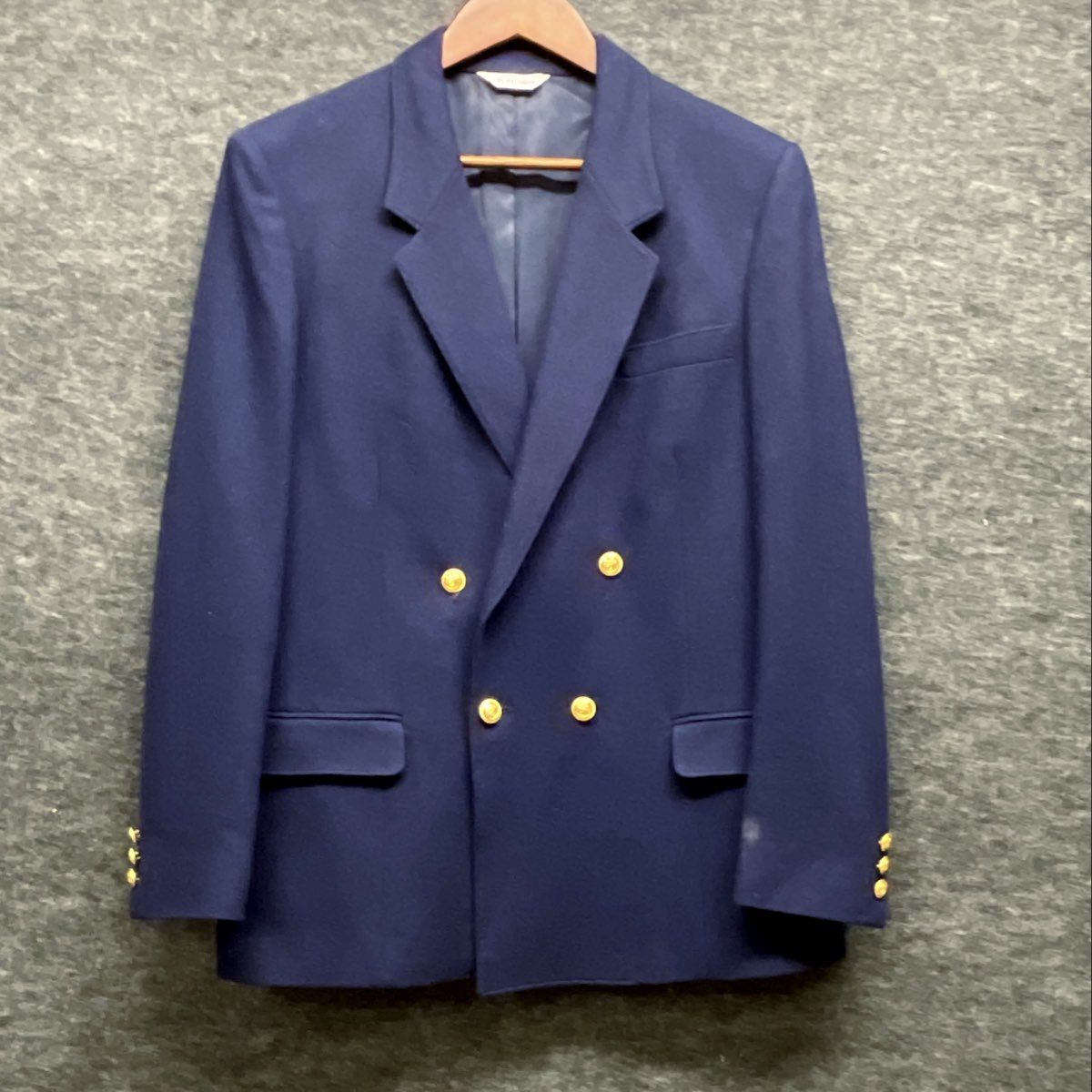 J.G. Hook Women's Vintage 90s Navy Wool Double Breasted Blazer Gold Crest Sz 16