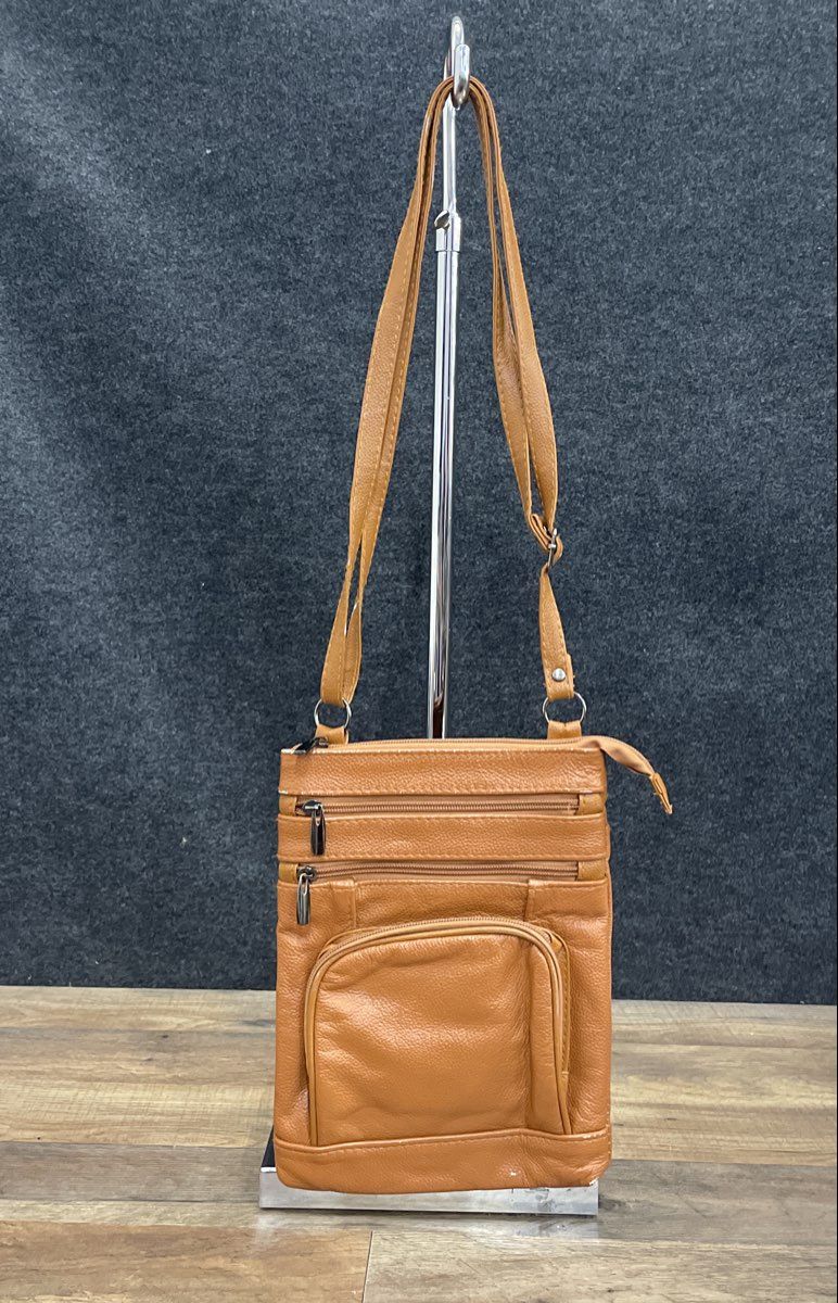 Unbranded Tan Brown Multi-Pocket Crossbody Sash Style Bag Organizer