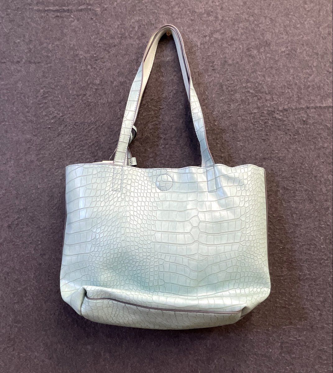 Collection XIIX Mint Green Croc Embossed 3-in-1 Reversible Tote Bag Set NWT