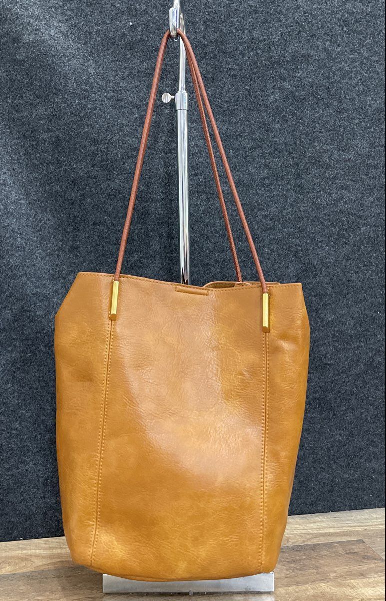 Antik Kraft Brown Leather Slouchy Tote Shoulder Bag Gold Hardware