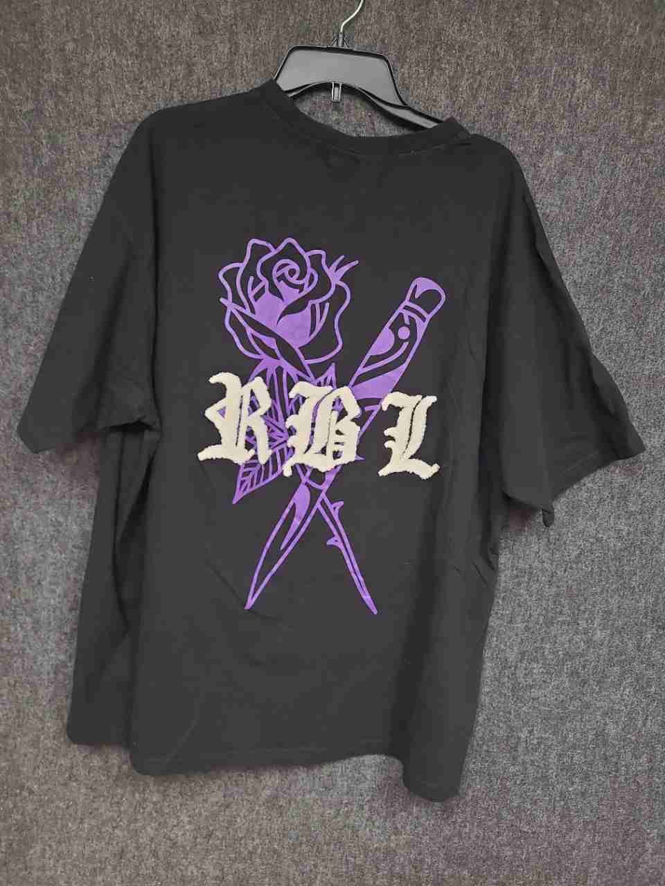 Rebel Minds Born Rebel Tiger Dagger Graphic Streetwear T-Shirt Black Sz 2XL